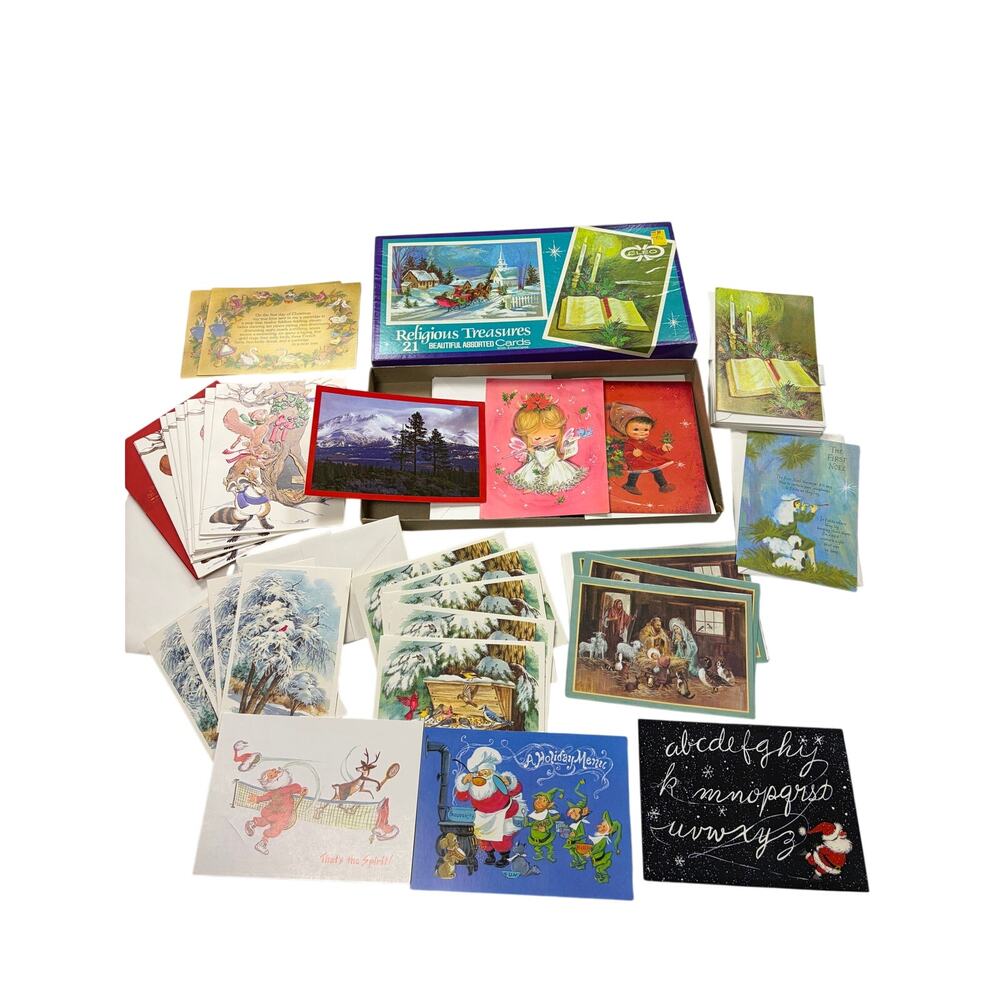 VTG Lot of 38 Christmas cards. Religious Treasures. MCM, holiday, 1960s-1980s